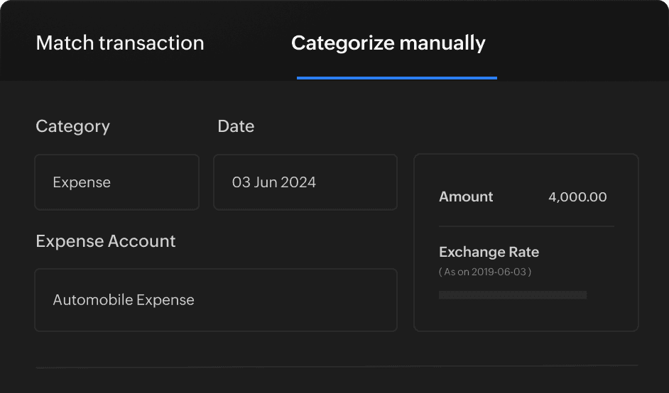 Bank feed item is categorized as an automobile expense manually